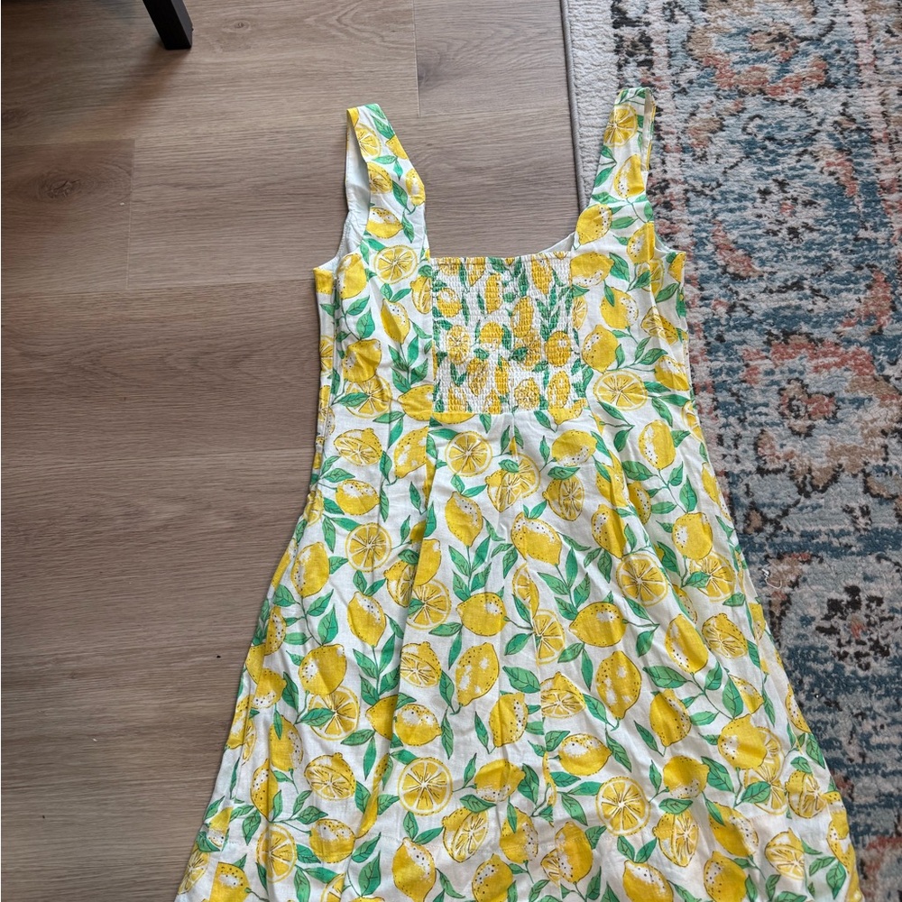 GAP linen blend Lemon Print Casual Dress - Yellow and Green - Picture 4 of 4